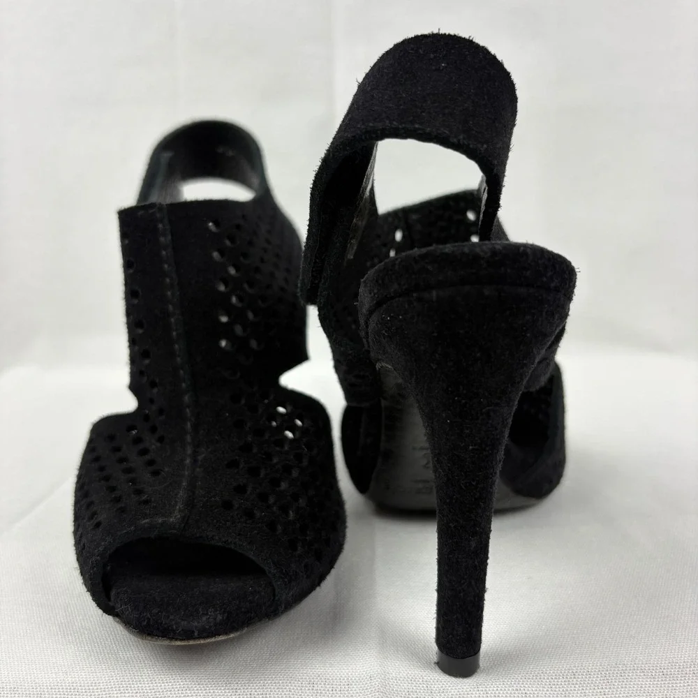 Pedro Garcia Samara Open Toe Perforated Slingback Heel Suede Size EU 35.5/US 5.5